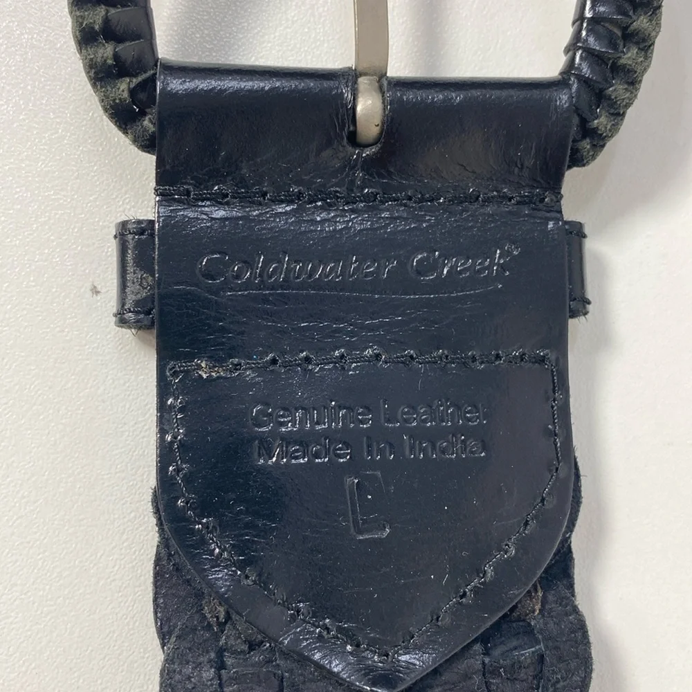 Coldwater Creek Genuine Leather Braided Belt Size Large‎ Black
